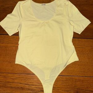 Free People Light Yellow Bodysuit Size XL